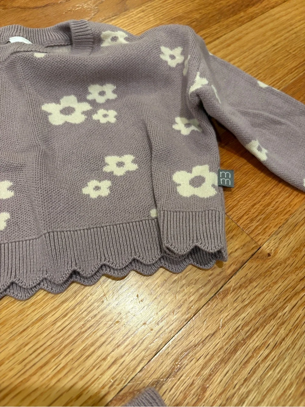 Gerber Lilac Floral Knit Set with Cream Flowers
